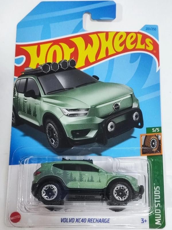 Hot Wheels Volvo XC40 Recharge Mud Studs, Green Color, 2023 Edition