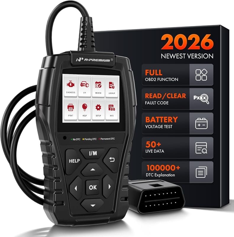 A-Premium AD200 professional OBD2 scanner, reads codes, clears CEL, I/M readiness for 1996+ OBDII/EOBD vehicles.