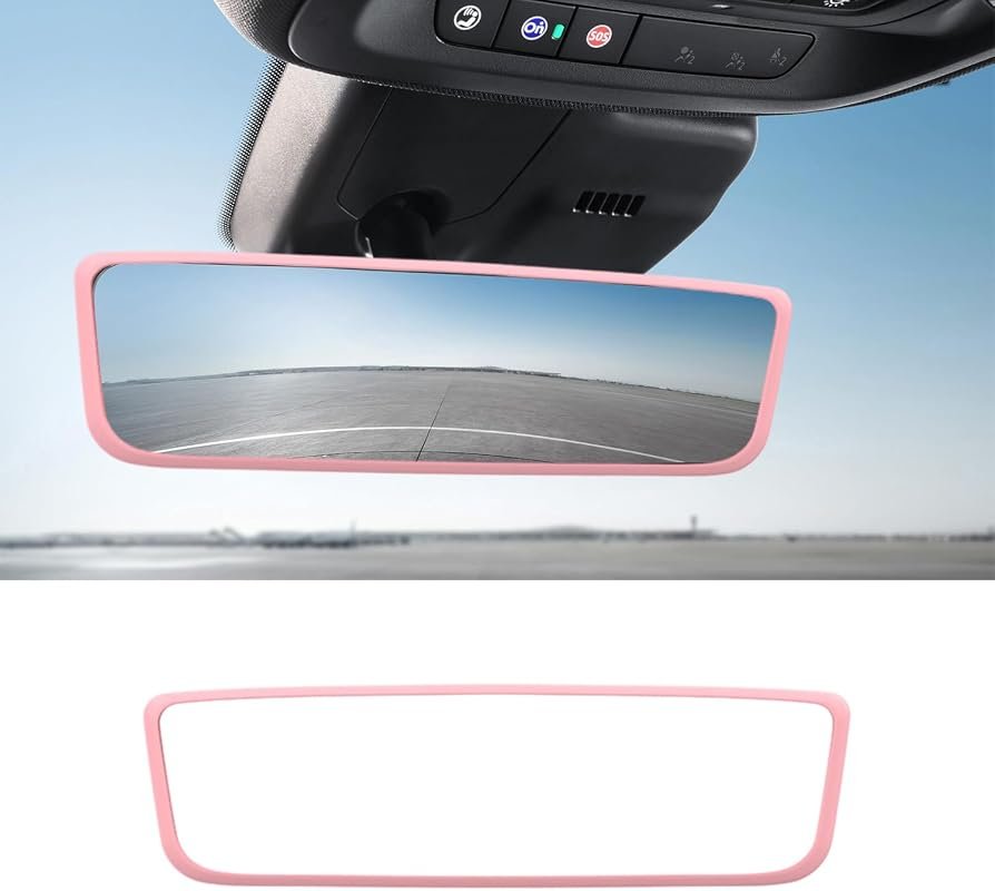 Ohleats Car Rear View Mirror Protector Frame, Pink Edge Cover Trim for Stylish Protection