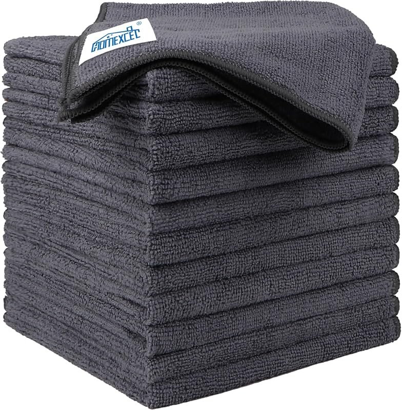 HOMEXCEL Microfiber Cleaning Cloth 12 Pack, 12.5 x 12.5 inches for Lint-Free Cleaning in Cars and Kitchens