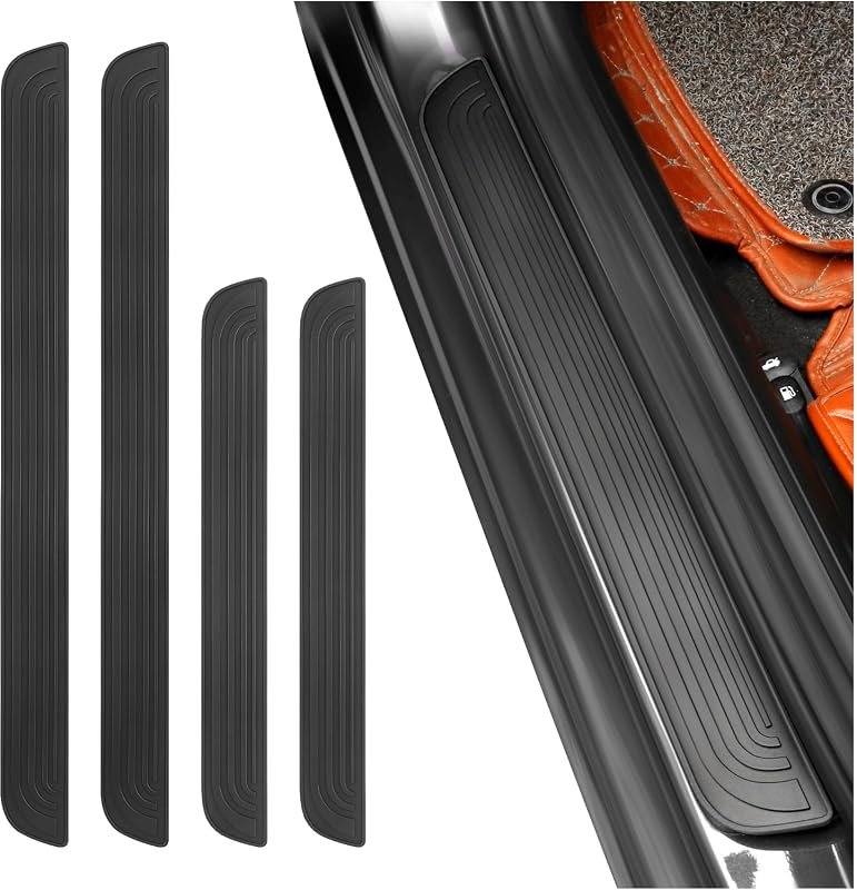 4PCS Car Door Sill Protector - Anti-Scratch & Waterproof Universal Automotive Entry Guard (Black)