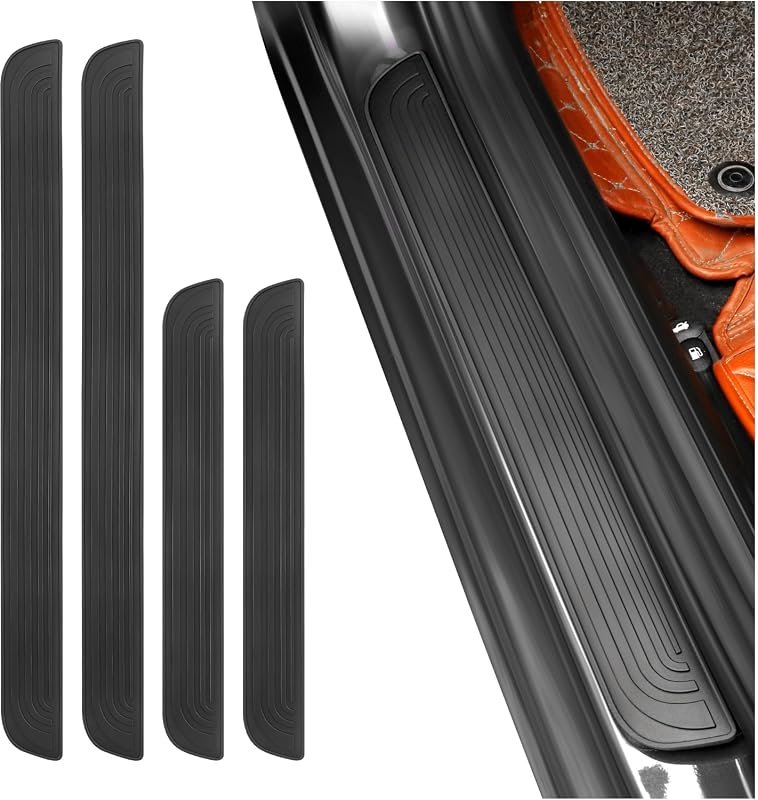 4PCS Car Door Sill Protector - Waterproof, Anti-Scratch Universal Accessories for Cars, Trucks, SUVs (Black, 1.96")