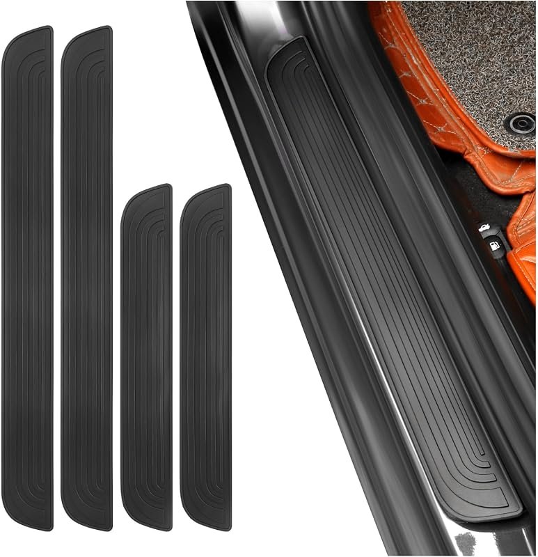 4PCS Car Door Sill Protector - Waterproof, Anti-Scratch Universal Accessories for Cars, Trucks, SUVs (Black, 2.36")