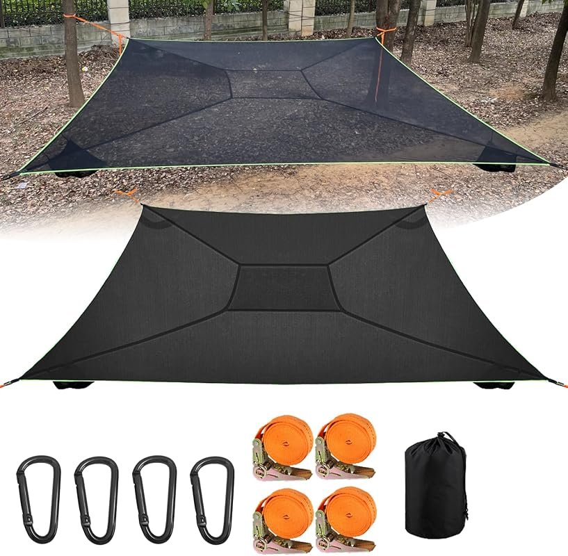 13Ft Extra Large Square Hammock, Supports Up to 700Lbs, Ideal for 4-6 Adults/Kids with Ratchets, Straps & Storage