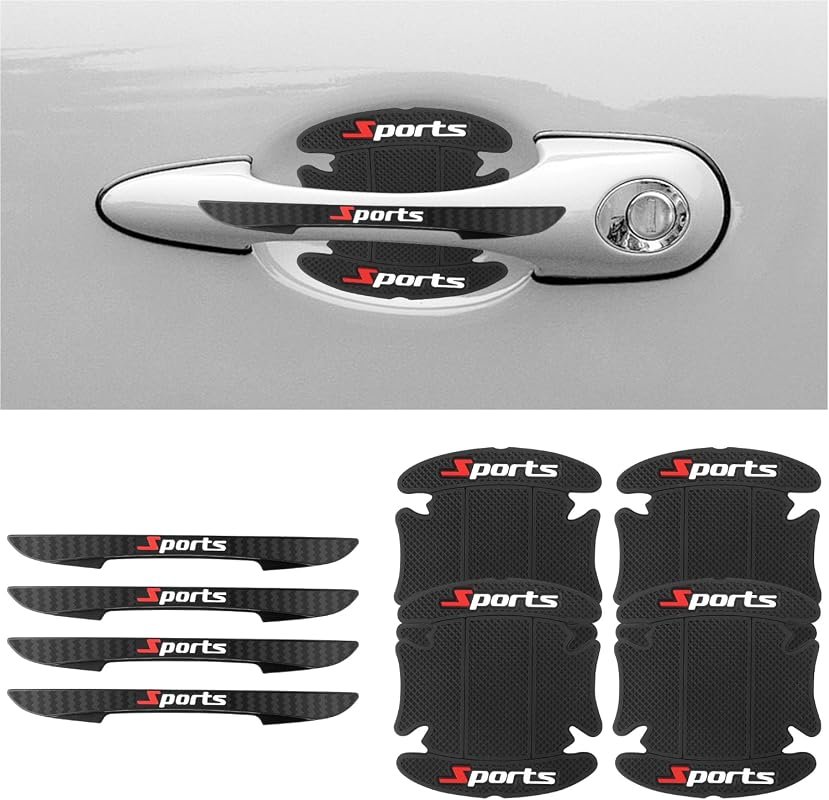 8PCS Sports Car Door Handle Scratch Protectors, Universal Fit for Cars, SUVs, and Trucks