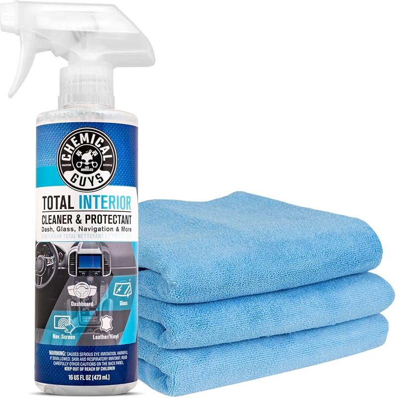 Chemical Guys Total Interior Cleaner & Protectant with 3 Microfiber Towels for All Surfaces