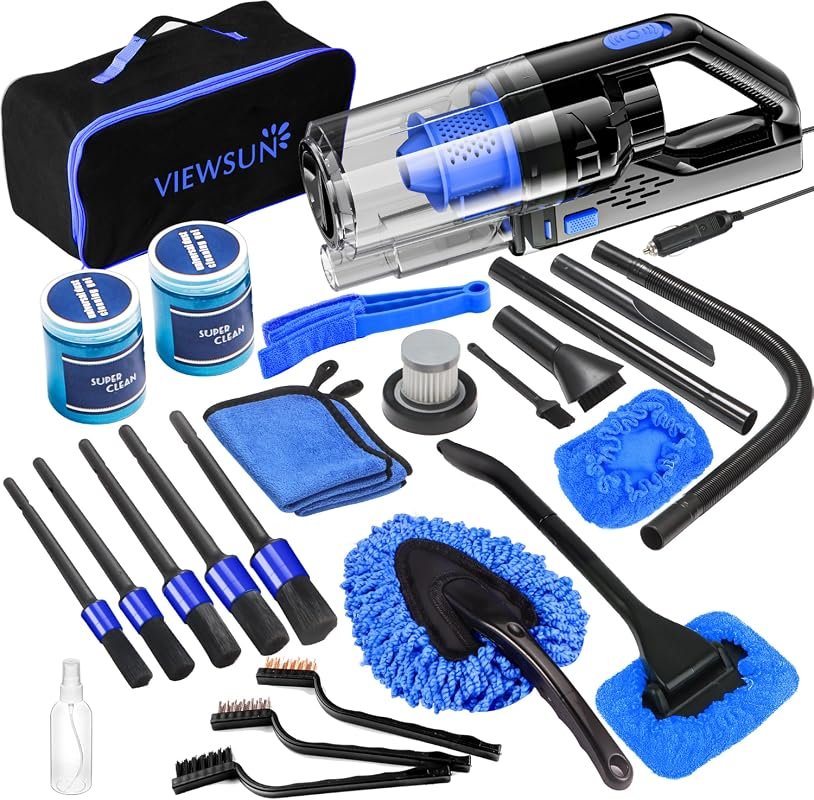 Complete Car Cleaning Kit with High Power Handheld Vacuum and Detailing Tools for Interior Care