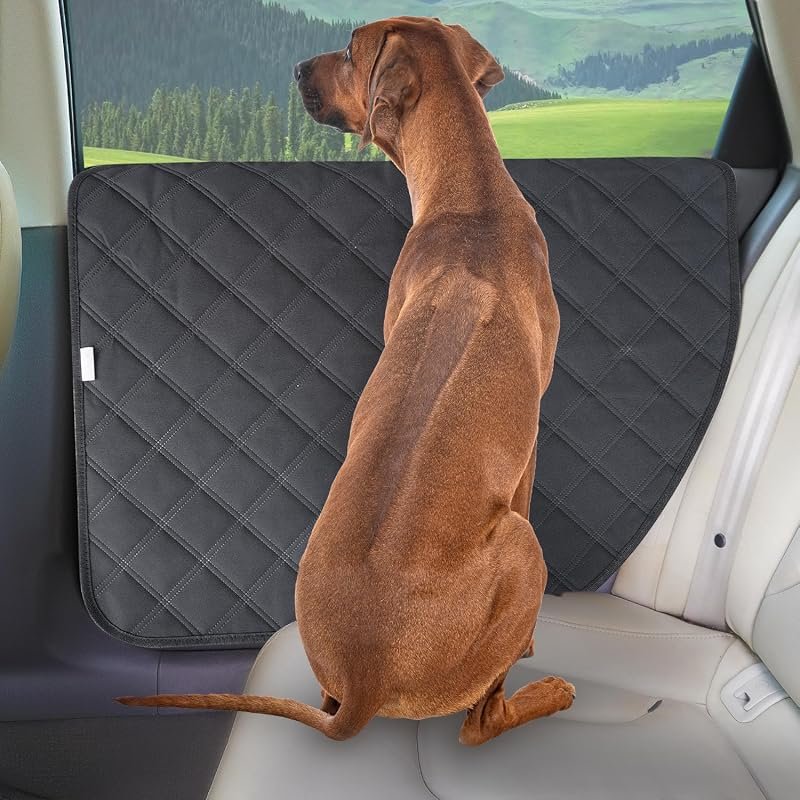 ALLANSING Dog Car Door Protector 2-Pack - Heavy Duty 900D Fabric, Scratch Resistant & Window Safe