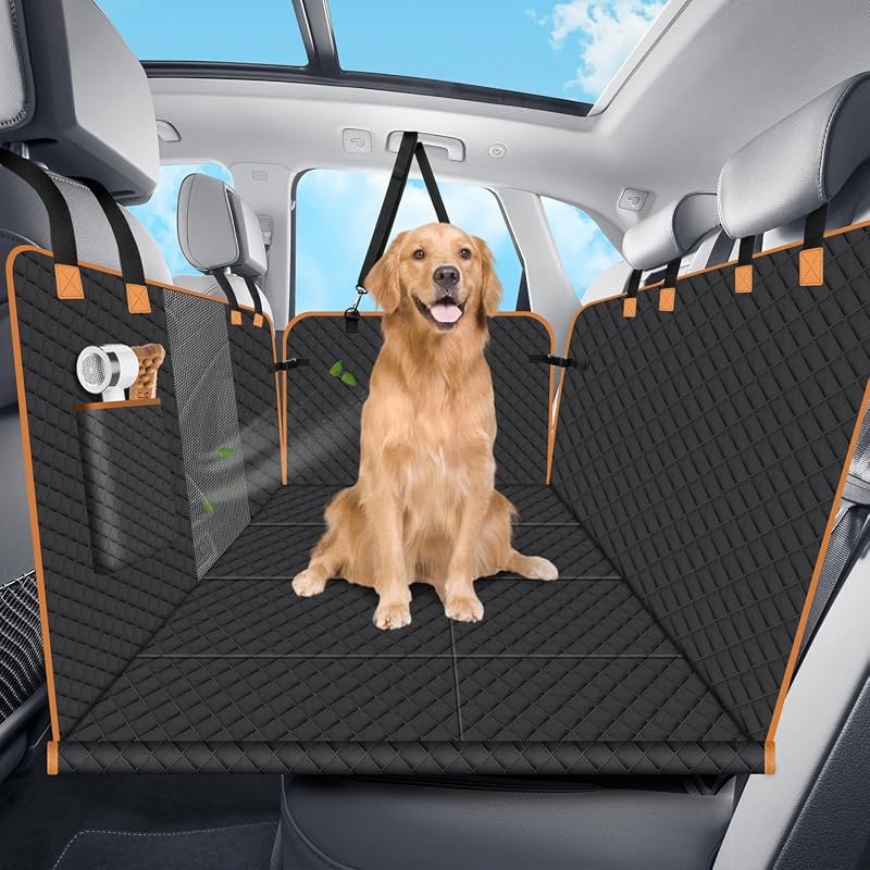 Hard Bottom Dog Car Seat Cover - Waterproof, Nonslip Hammock for Large Dogs up to 420lbs