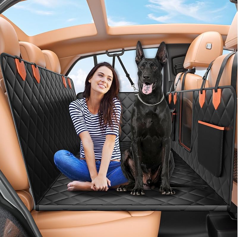IJVAE Dog Seat Cover for Back Seat, Waterproof Hammock with Hard Bottom for Large Dogs