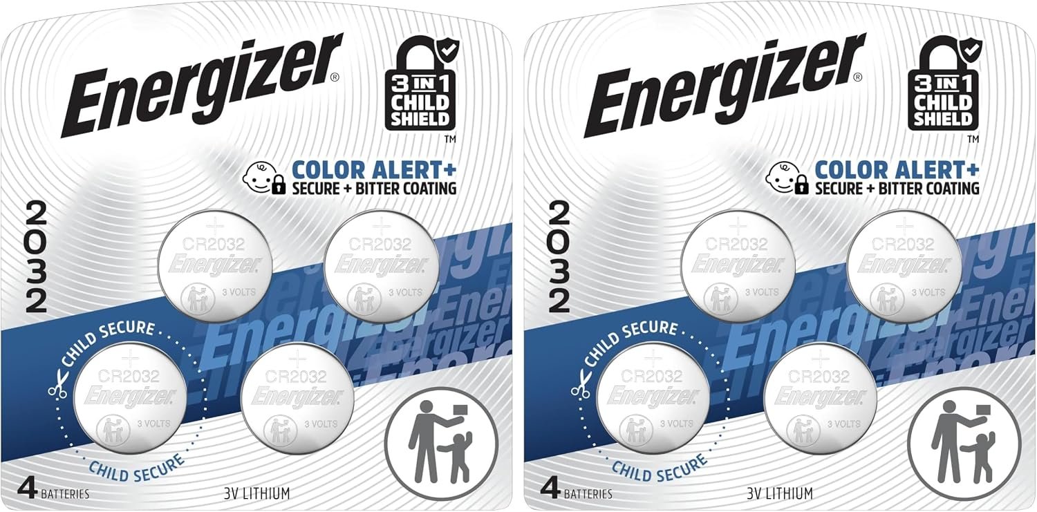 Energizer 2032 3V Lithium Coin Batteries, 4 Count with Extended Life, Ideal for Multiple Uses