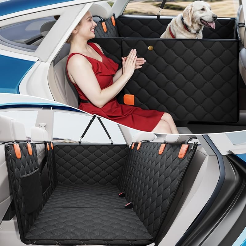 PETICON Convertible Backseat Extender for Dogs - Durable, Hard Bottom Seat Cover for Safe Travel