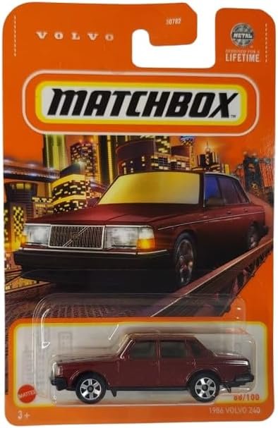 Matchbox Volvo 240 Diecast Car, Red 1:64 Scale – 1986 Model, Collectible Toy