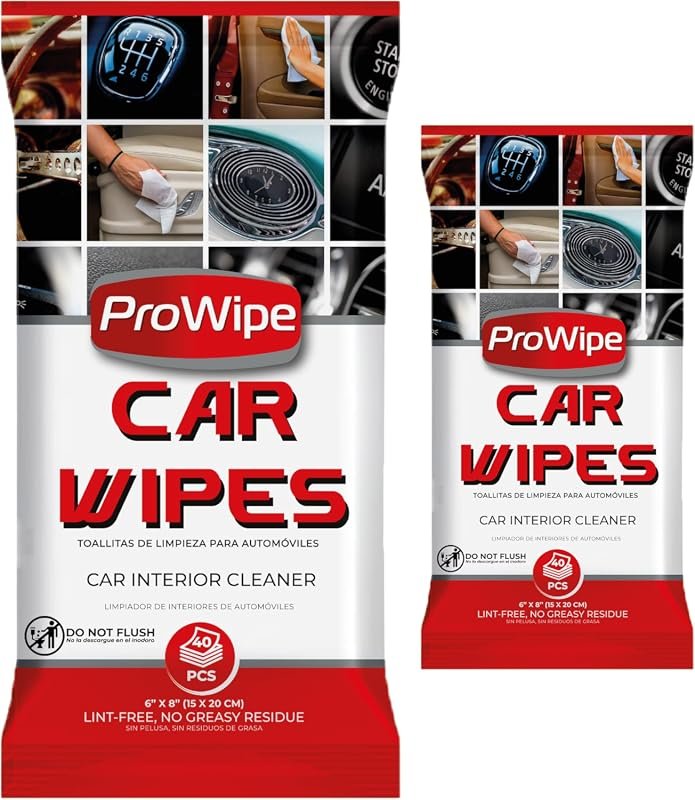 Car Cleaning Wipes for Dashboard and Leather Seats, 80 Count, Residue-Free for Interior Surfaces