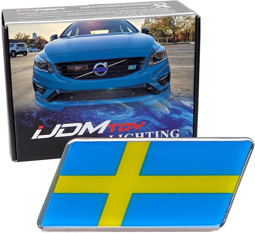 iJDMTOY Sweden Gold Nordic Cross Emblem Badge for Volvo, Saab, Scania – Stylish Automotive Accessory