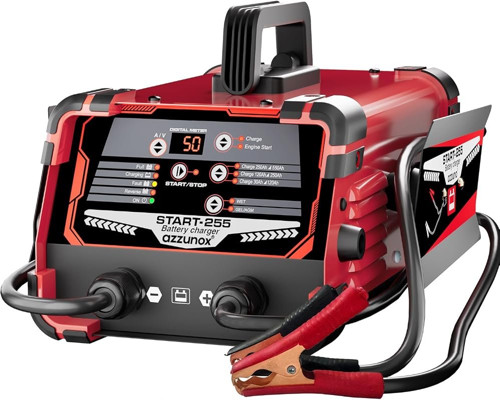 12V/24V Car Battery Charger Maintainer, Max 50A Fast Charging with Smart Technology