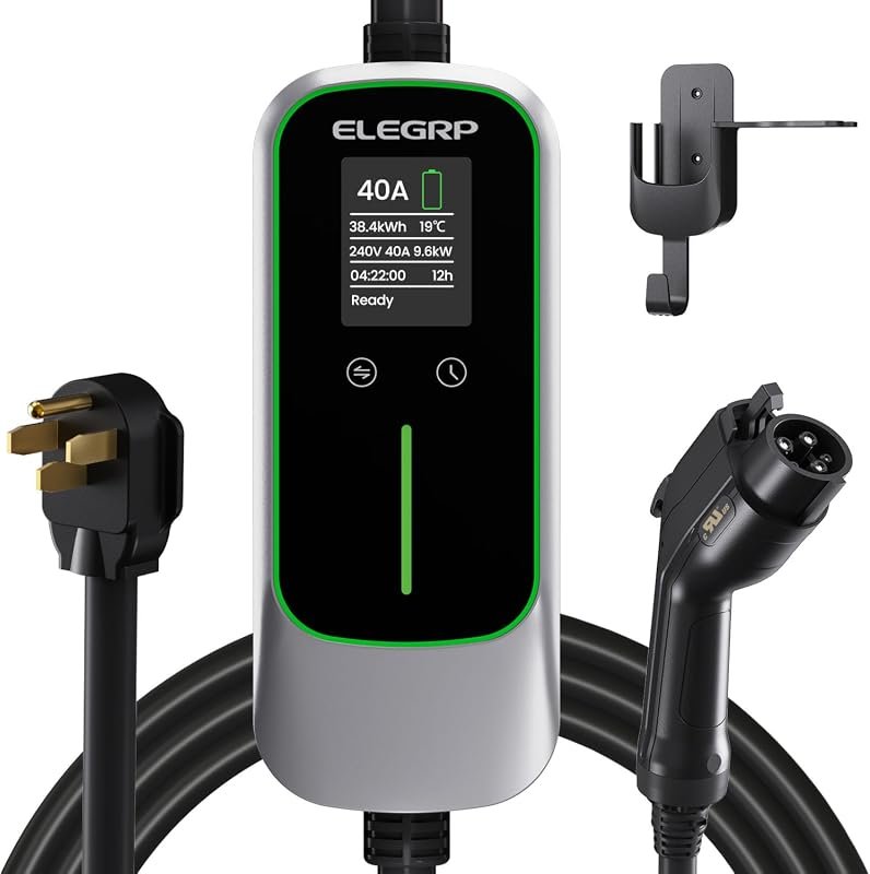 ELEGRP Level 2 EV Charger 40Amp Portable J1772 with 25FT Extension Cable - ETL Certified