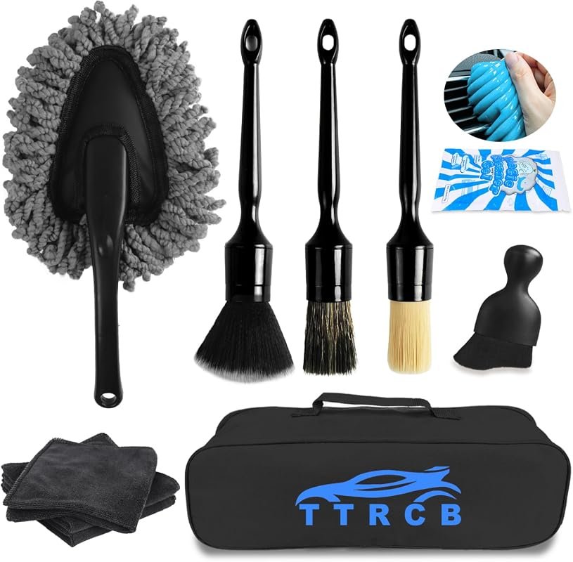 10PCS Car Detailing Cleaning Kit – Includes Brushes, Duster, Gel, and Cloth for Complete Interior Care