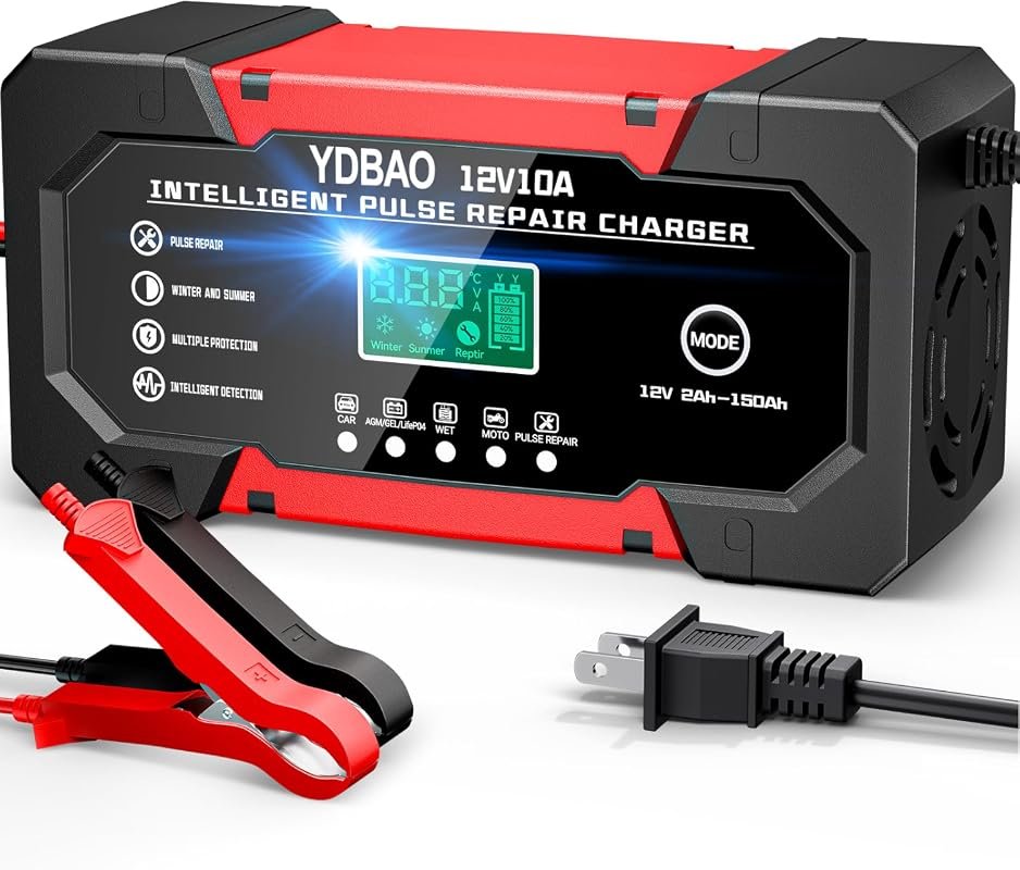 12V 10A Smart Trickle Charger - Fully Automatic Car Battery Charger for Convenient Maintenance