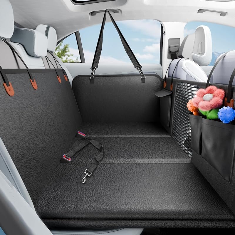 Heavy-Duty Back Seat Extender for Dogs - Upgraded Waterproof PU Leather Hammock with Anti-slip Features for Cars & SUVs