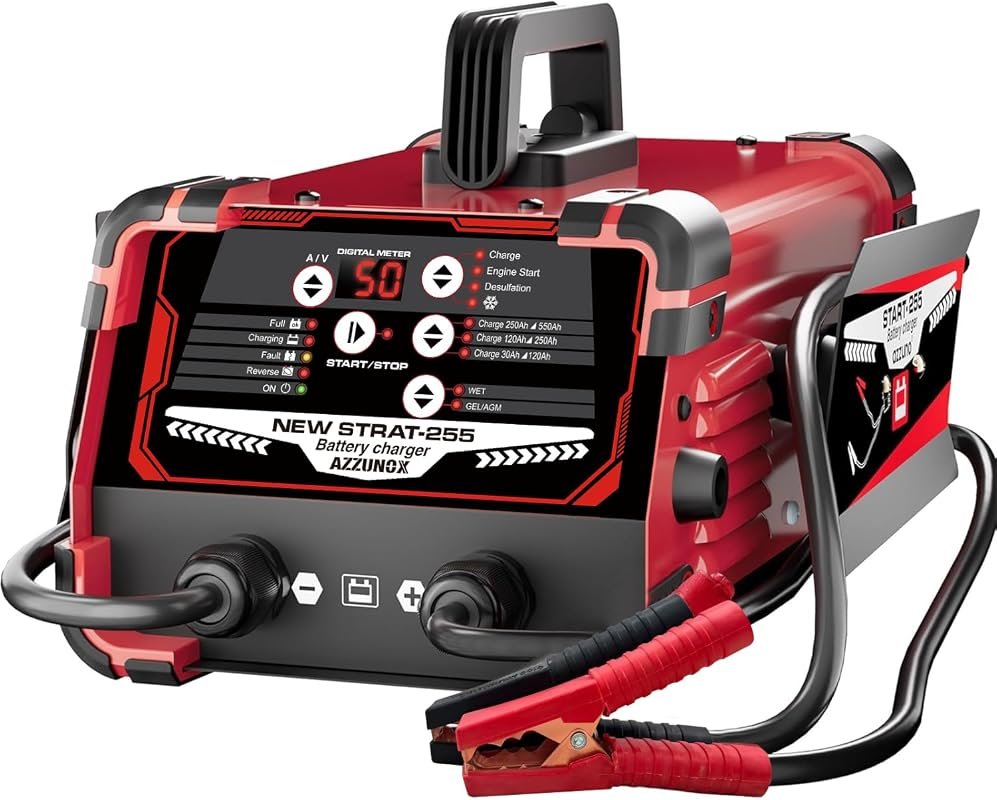 Efficient 12V/24V Car Battery Charger Maintainer with Max 50A Fast Charging Capability