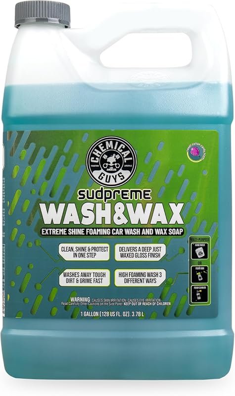 Chemical Guys Sudpreme Wash & Wax - High Suds Carnauba Car Soap, 1 Gallon for Superior Shine