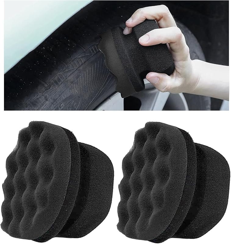 2PCS Tire Shine Applicator Pads - 3.15 Inch Foam Sponge for Easy Automotive Wheel Care