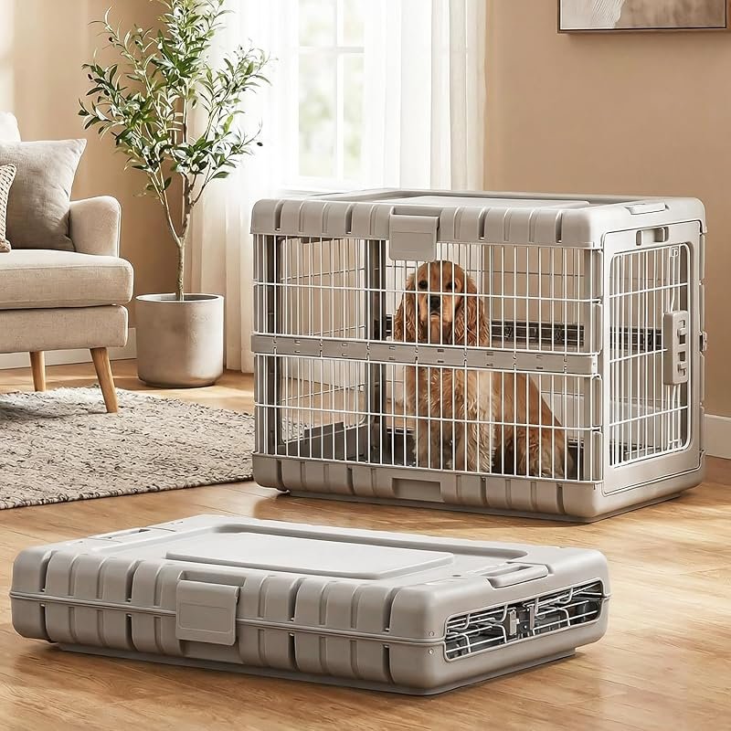 ZOMISIA 28" Collapsible Dog Crate - Heavy Duty Indoor Kennel for Small to Medium Dogs