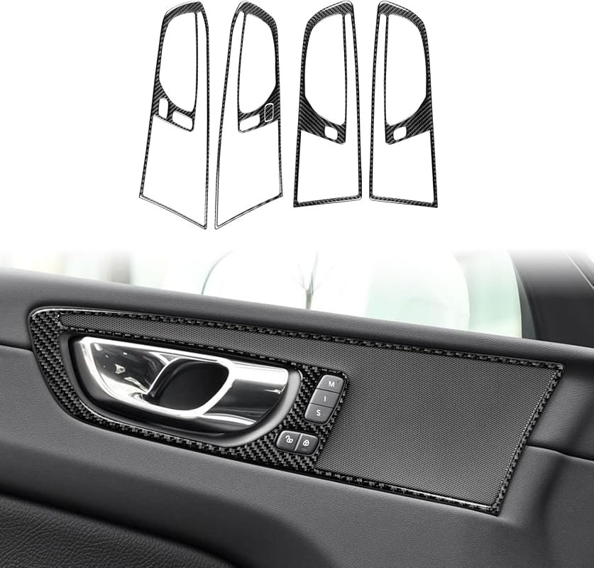 Real Carbon Fiber Inner Door Handle Switch Control Panel Sticker for Volvo XC60 (2018-2025) - Elevate Your Interior Style