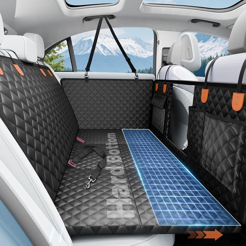 Durable Dog Car Seat Cover for Back Seat - Hard Bottom Hammock Supports Up to 400lbs