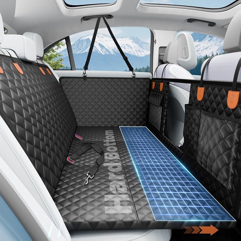 Durable Dog Car Seat Cover - Hard Bottom Hammock Holds 400lbs for Cars