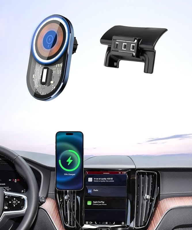 15W Wireless Charging MagSafe Car Phone Holder for Volvo XC60 2018-2025 - Secure and Efficient Charging