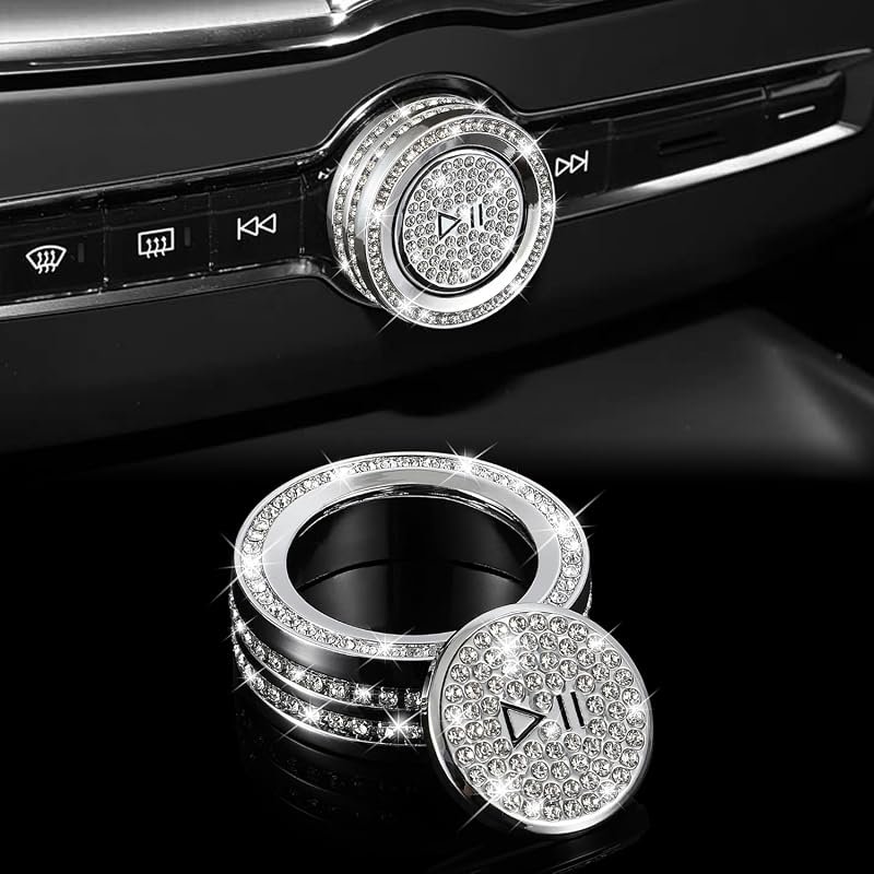 TOMALL Bling Car Volume Tune Knob Cover for Volvo Models 2015-2025 - Stylish Diamond Ring Accessory
