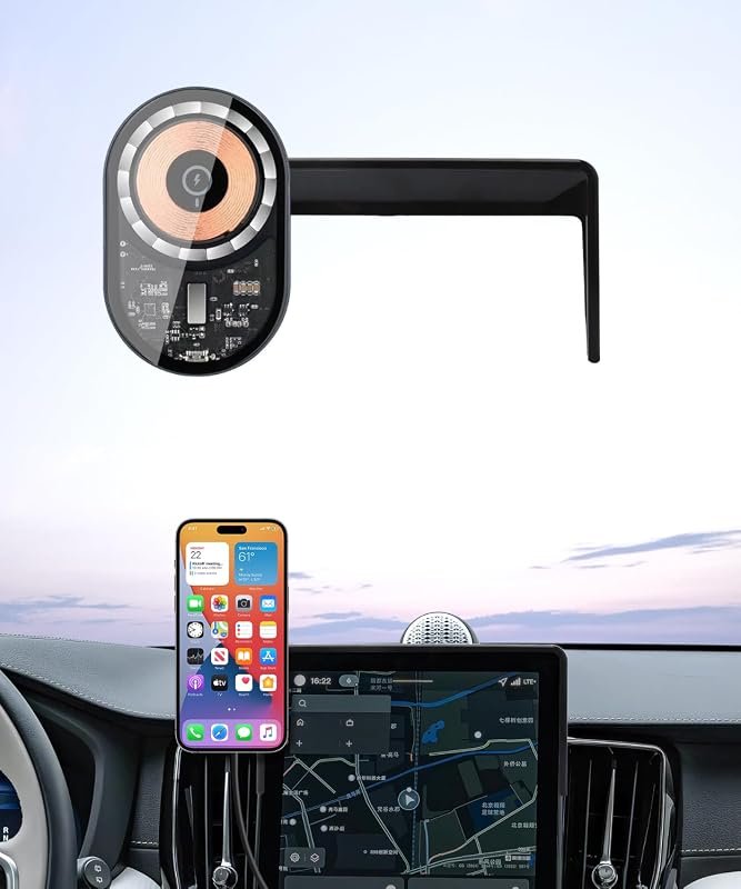 15W Wireless Charger MagSafe Car Phone Mount for Volvo XC60/XC90 2025-2026 - Magnetic Fast Charging
