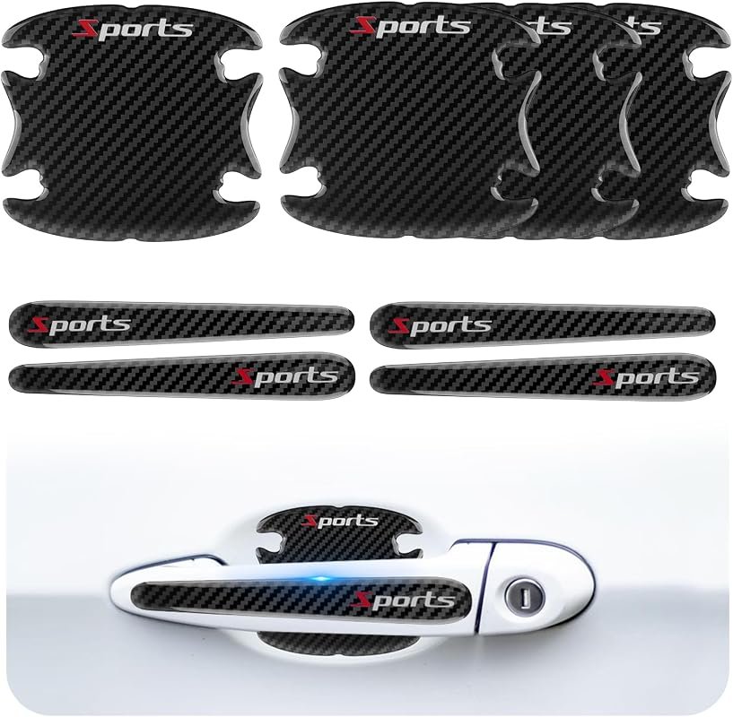 8PCS Carbon Fiber Car Door Handle Scratch Protectors for Most Cars and SUVs