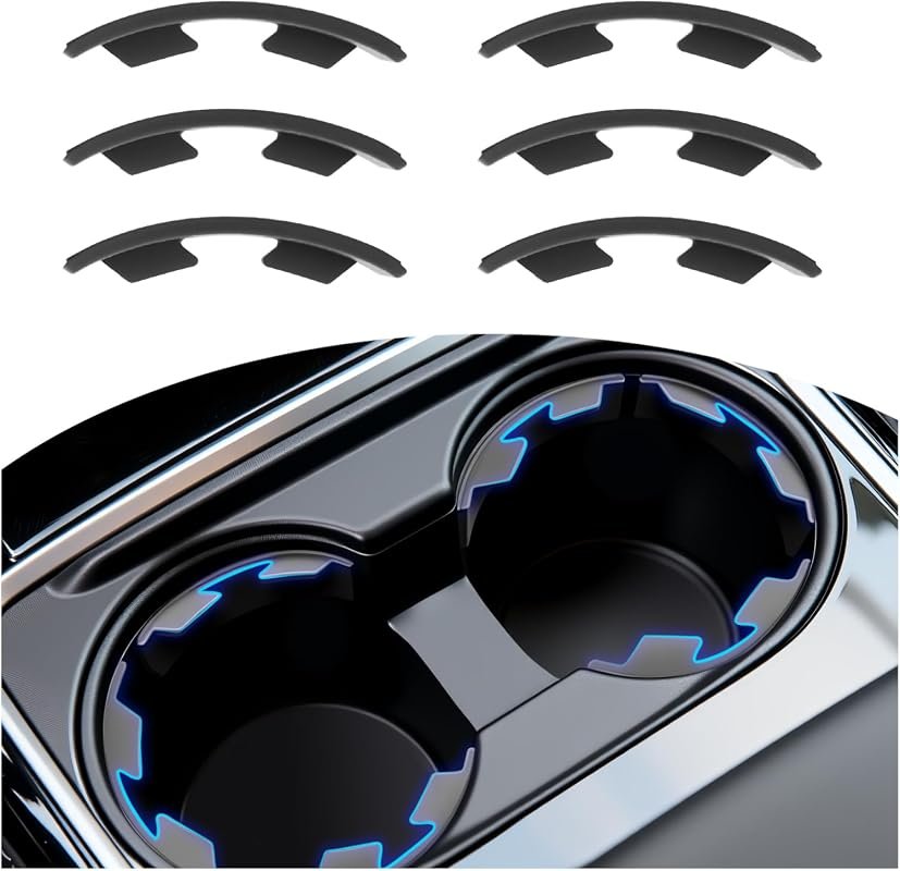 6PCS Silicone Car Cup Holder Inserts with Arc Leaf Design - Reduce Sliding & Shaking