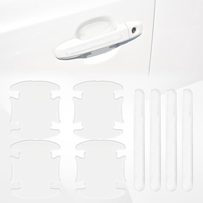 8PCS Transparent Waterproof Car Door Handle & Mirror Scratch Protector Stickers