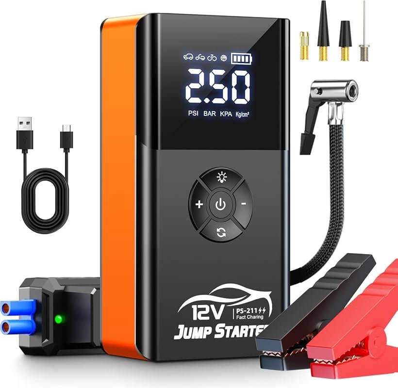 High-Power Jump Starter with 8000A and 180PSI Air Compressor for All Vehicle Types
