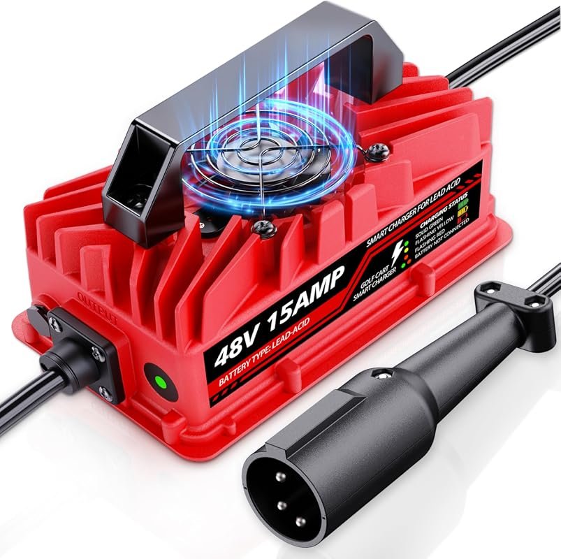 15 Amp 48 Volt Smart Golf Cart Battery Charger for Club Car Precedent & DS Models