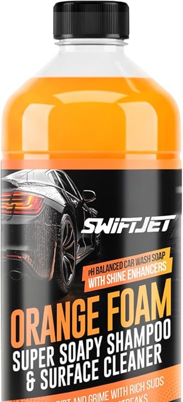 SwiftJet Orange Foam Car Wash Soap - pH Balanced, Thick Foaming Suds for Streak-Free Shine, 16 FL OZ