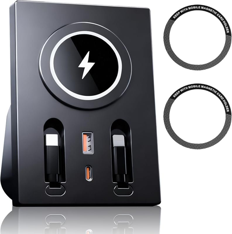 USB Hub for Volvo XC60 XC90 S90 V90 S60 V60 - Fast Charging Docking Station with Dual Retractable Cables