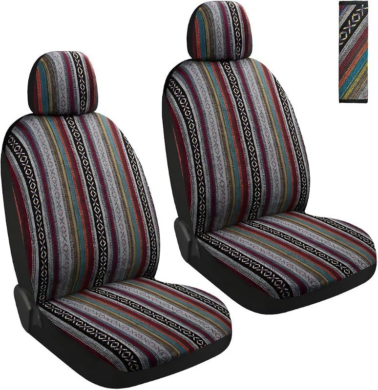 5 PCS Baja Saddle Blanket Car Seat Covers, Breathable Striped Protectors Compatible with Most Cars