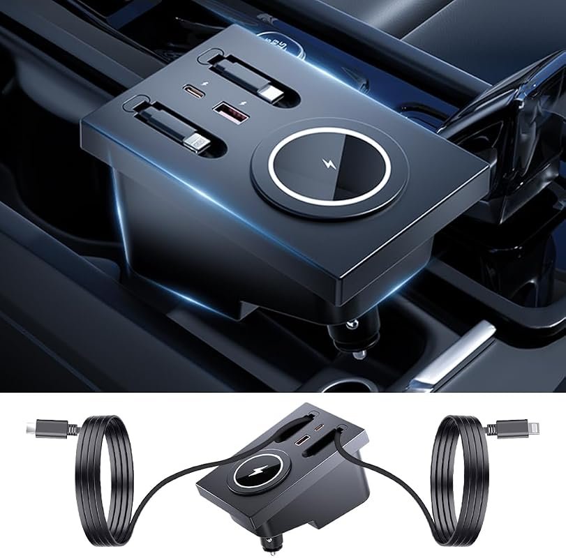 Car USB Hub Docking Station for Volvo XC60 XC90 S90 V90 S60 V60 - Type-C Fast Charger with Wireless Charging Adapter