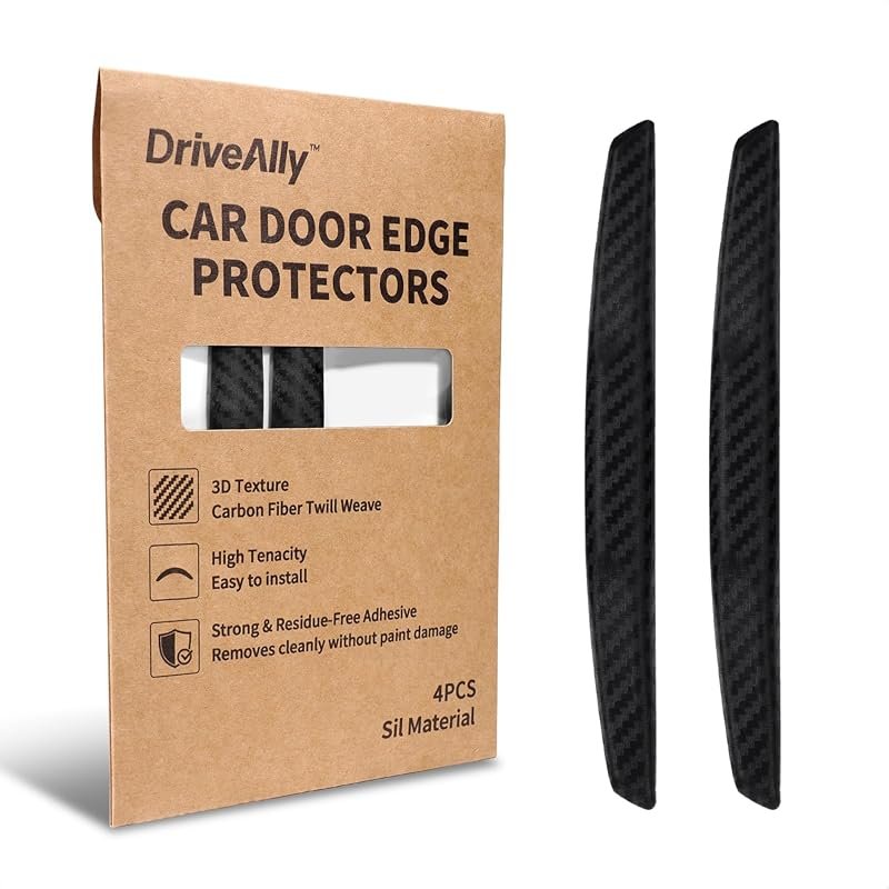 6 Inch 4Pcs Carbon Fiber Texture Car Door Edge Protectors, Anti-Scratch and Anti-Collision