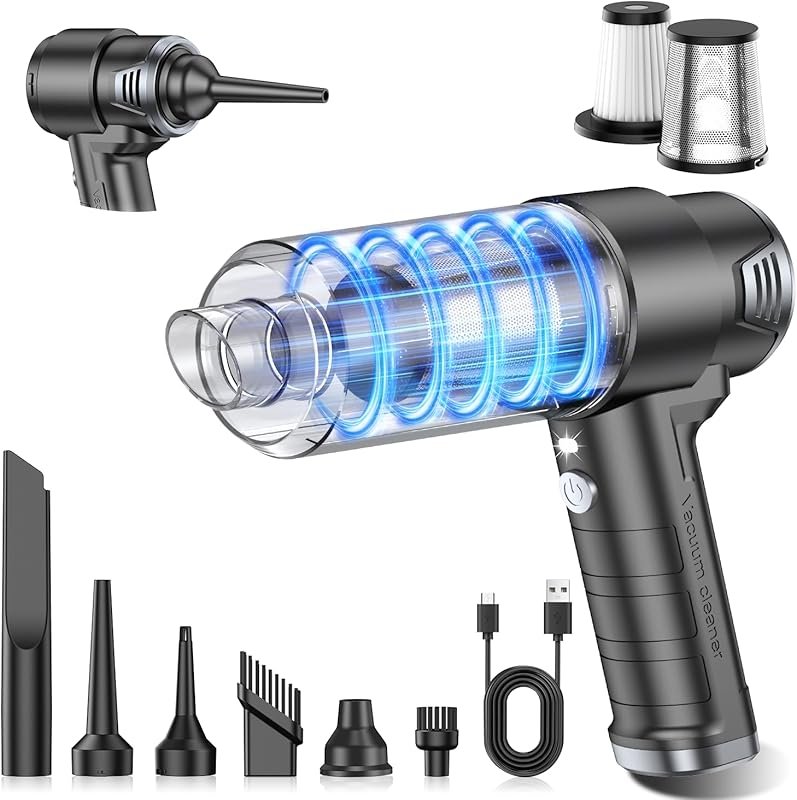 KMM Handheld Car Vacuum Cleaner with 10000PA Suction Power and Air Duster Functionality