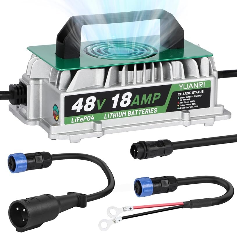 Waterproof 48V LiFePO4 Battery Charger with 0V Wake Up for Golf Carts and RVs