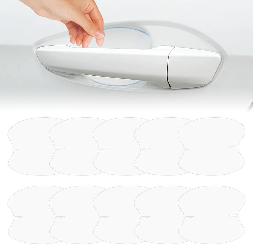 10 PCS Transparent Car Door Handle Scratch Protectors - Invisible Paint Shield for Vehicles