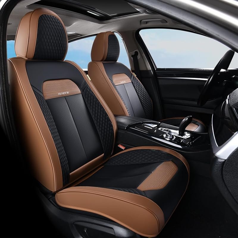 Luxury Leather Front Seat Covers - Universal Anti-Slip Design for Trucks, Vans, SUVs