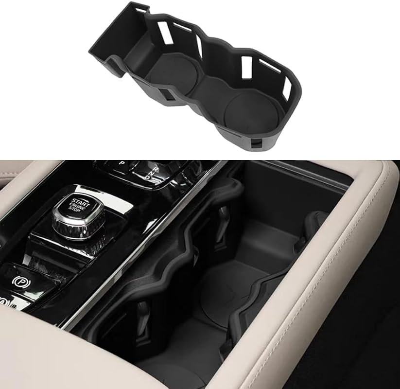 Black Silicone Cup Holder Coaster for 2026 Volvo XC90 - Center Console Gear Shift Protector