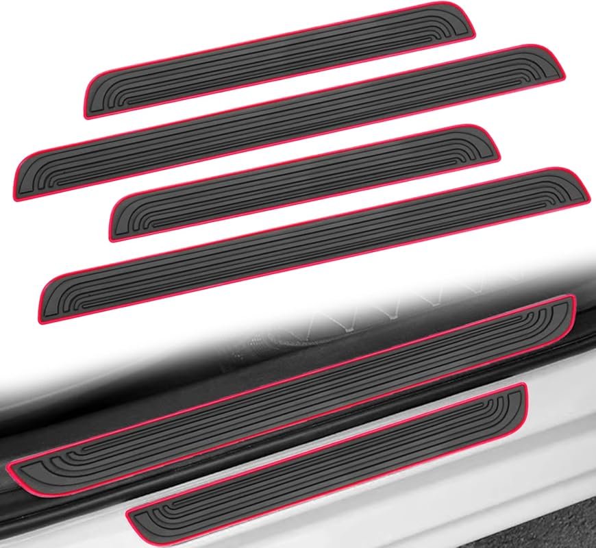 4PCS Car Door Sill Protectors - Waterproof Anti-Scratch Rubber Edge Guards for SUVs and Autos
